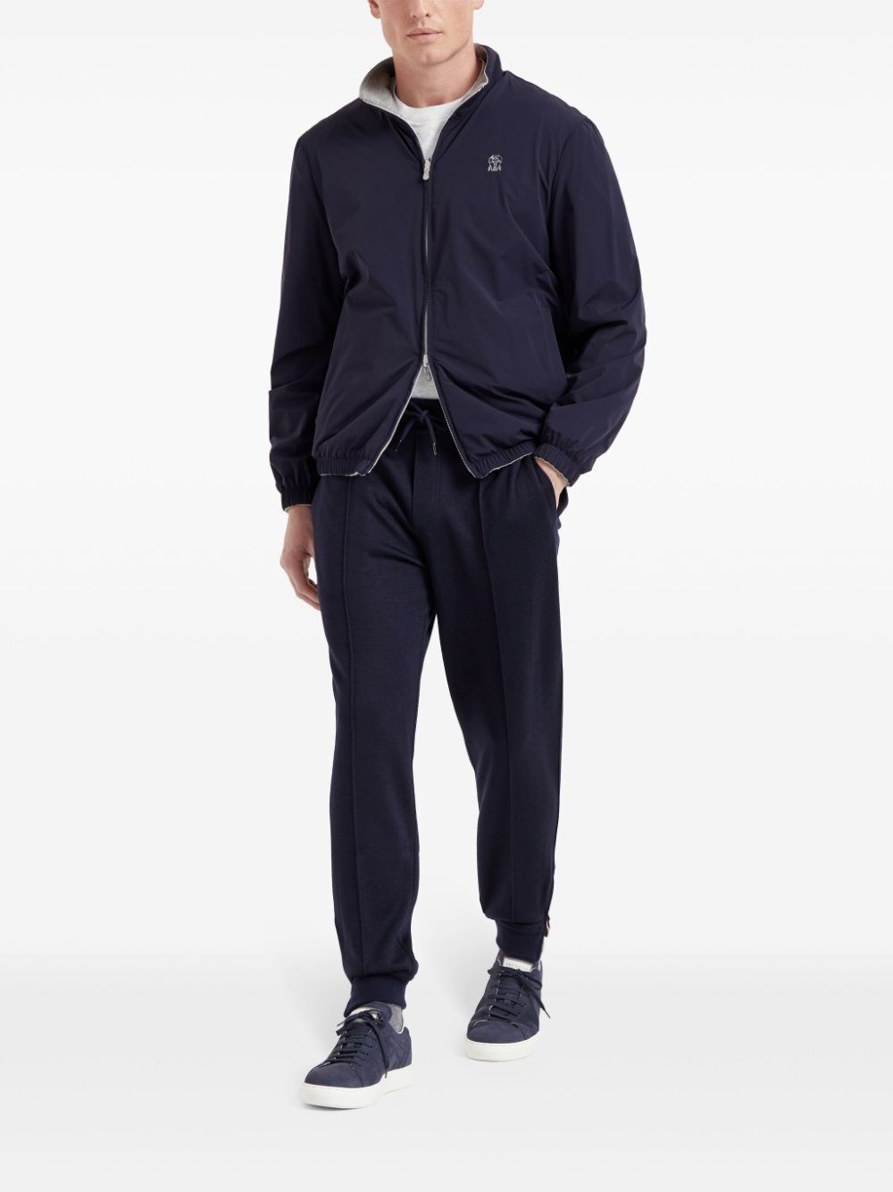 Brunello cucinelli Pants With Crête Detail And Elasticated Zipper Cuffs Prezzo Ridotto