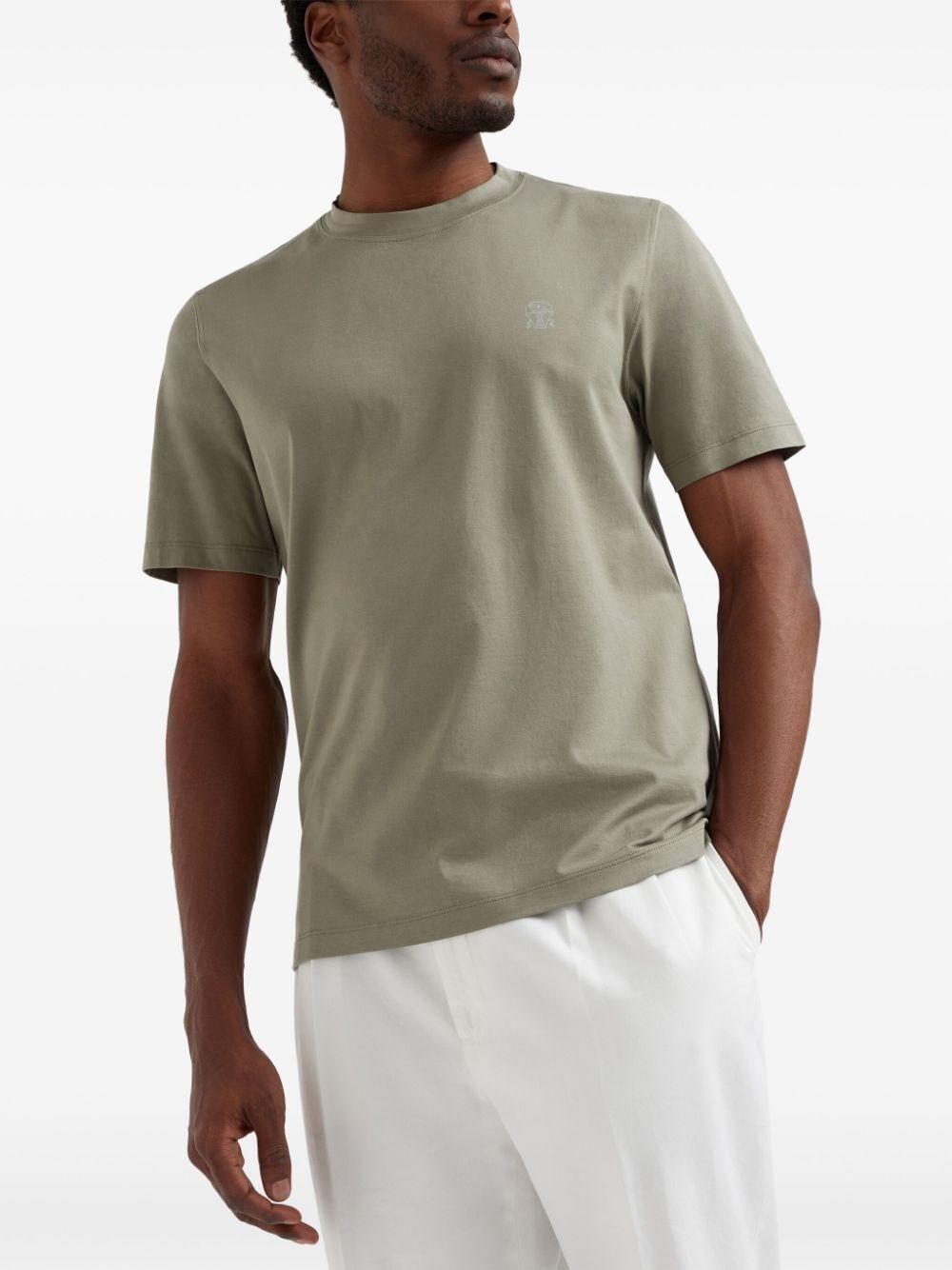 Brunello cucinelli Crew-Neck T-Shirt With Printed Logo Offerta