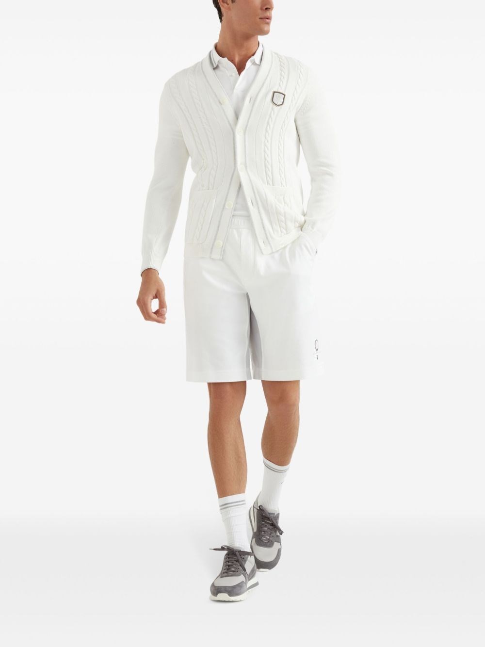Brunello cucinelli Knit Cardigan With Tennis Badge Sconti questo mese