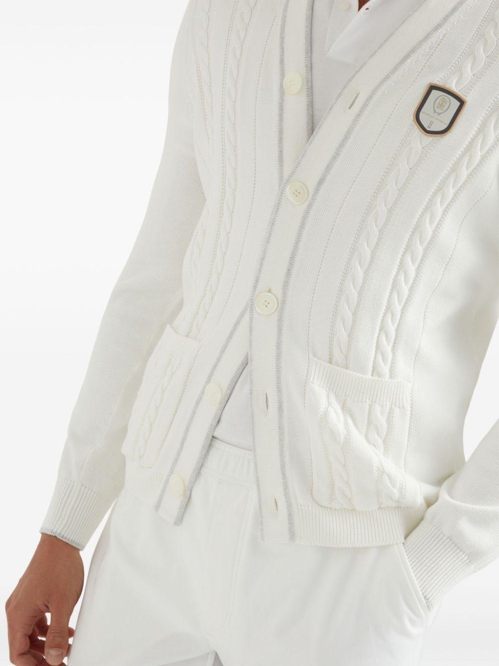 Brunello cucinelli Knit Cardigan With Tennis Badge Sconti questo mese