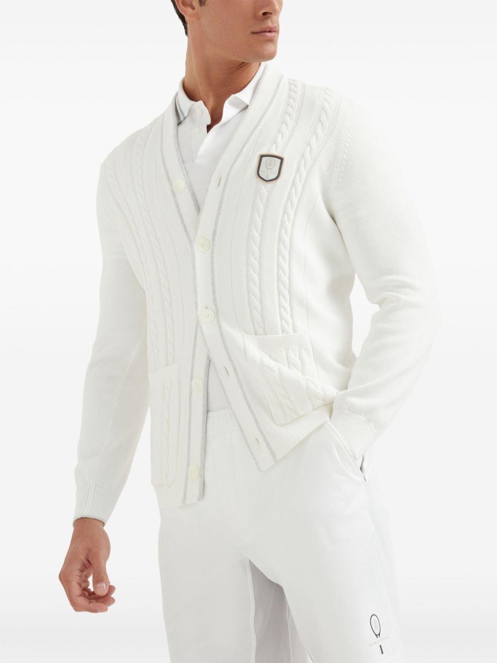 Brunello cucinelli Knit Cardigan With Tennis Badge Sconti questo mese
