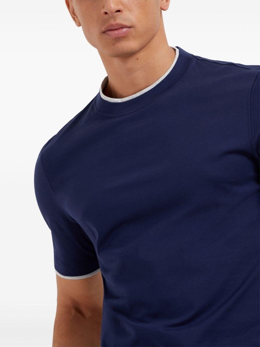 Brunello cucinelli Crew-Neck T-Shirt With Faux-Layering Soddisfazione Garantita