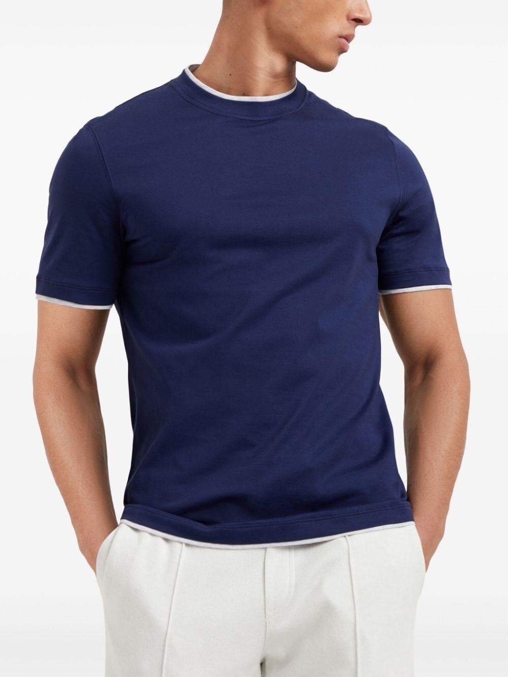Brunello cucinelli Crew-Neck T-Shirt With Faux-Layering Soddisfazione Garantita