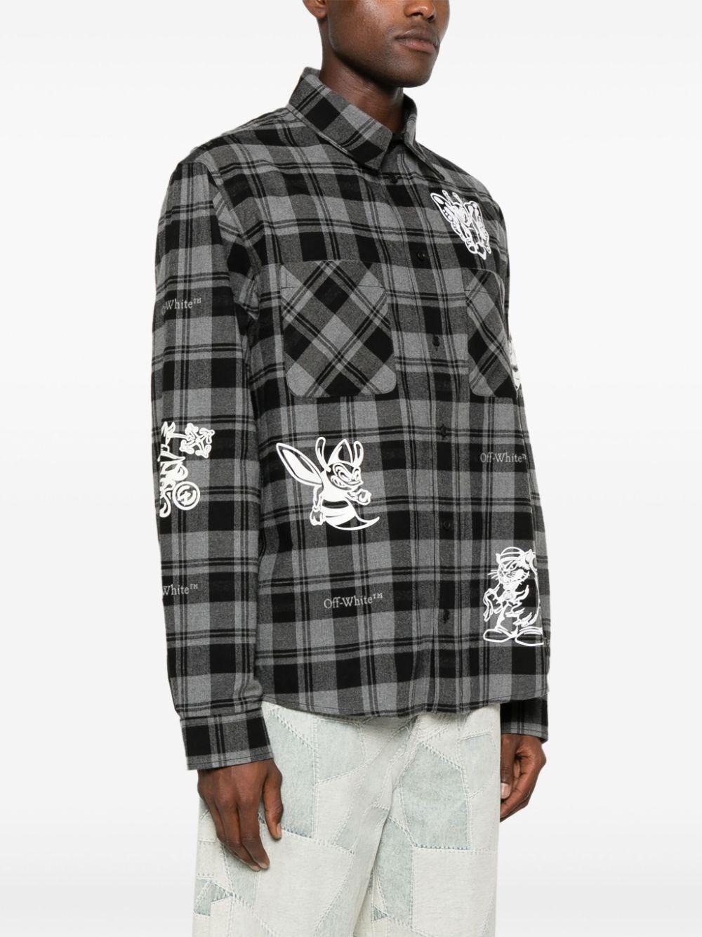 Off white `Character` Check Flannel Shirt Hotsell