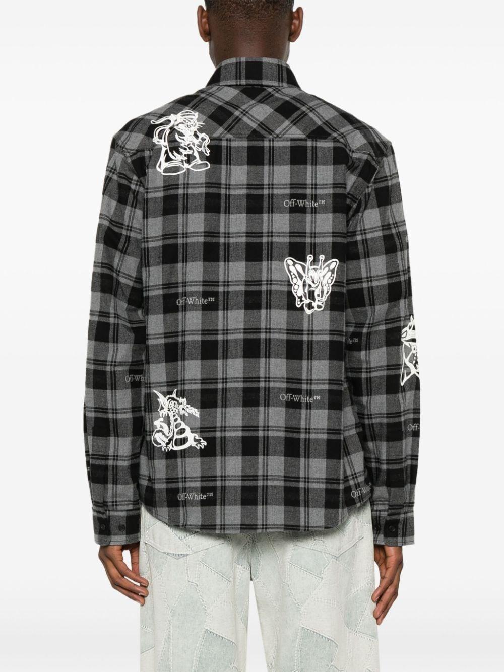 Off white `Character` Check Flannel Shirt Hotsell