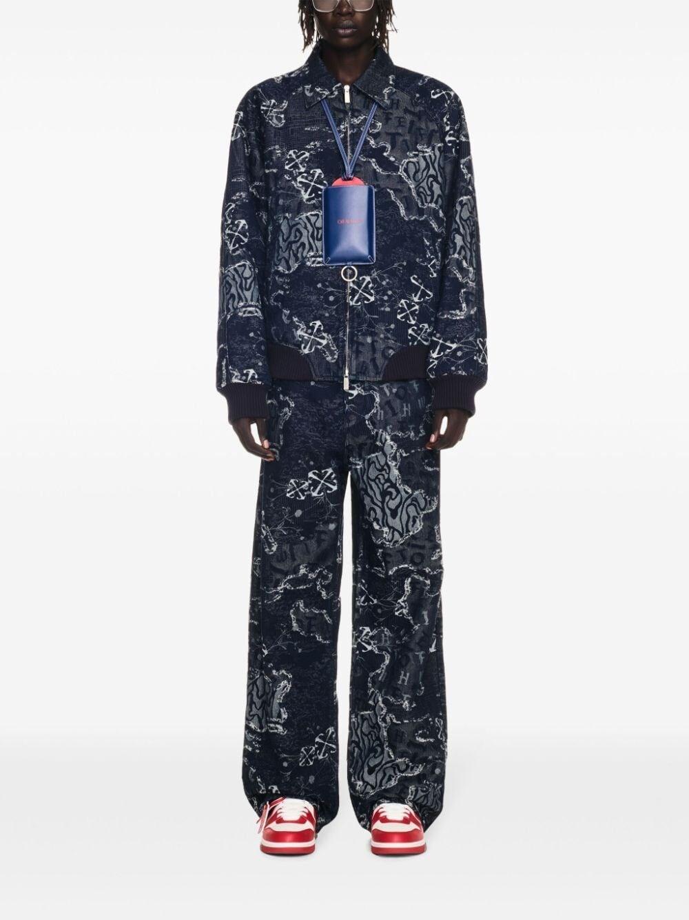 Off white `Camo` Denim Bomber Jacket Italy