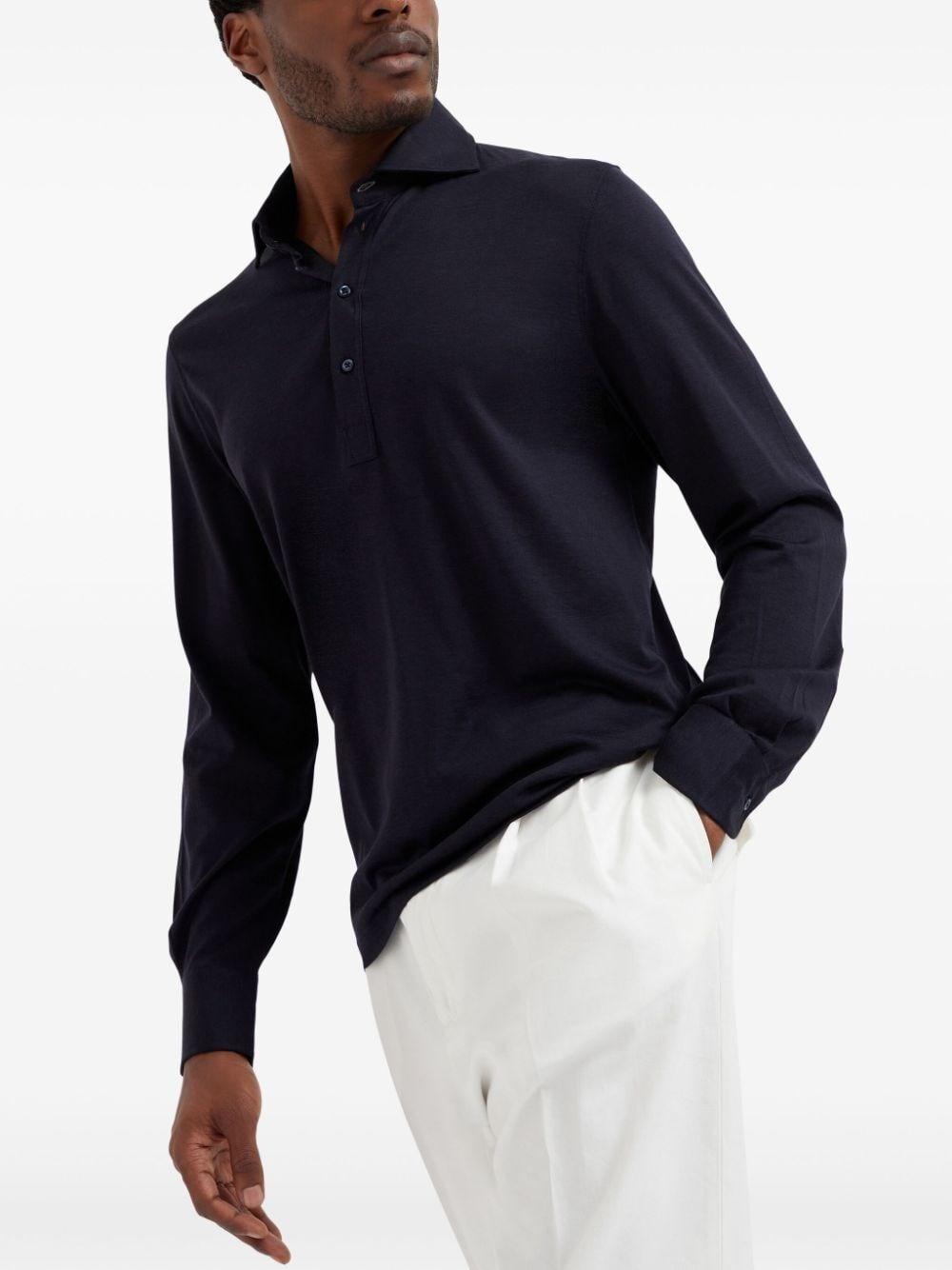 Brunello cucinelli Long Sleeve Polo With Shirt-Style Collar Sconti questo mese