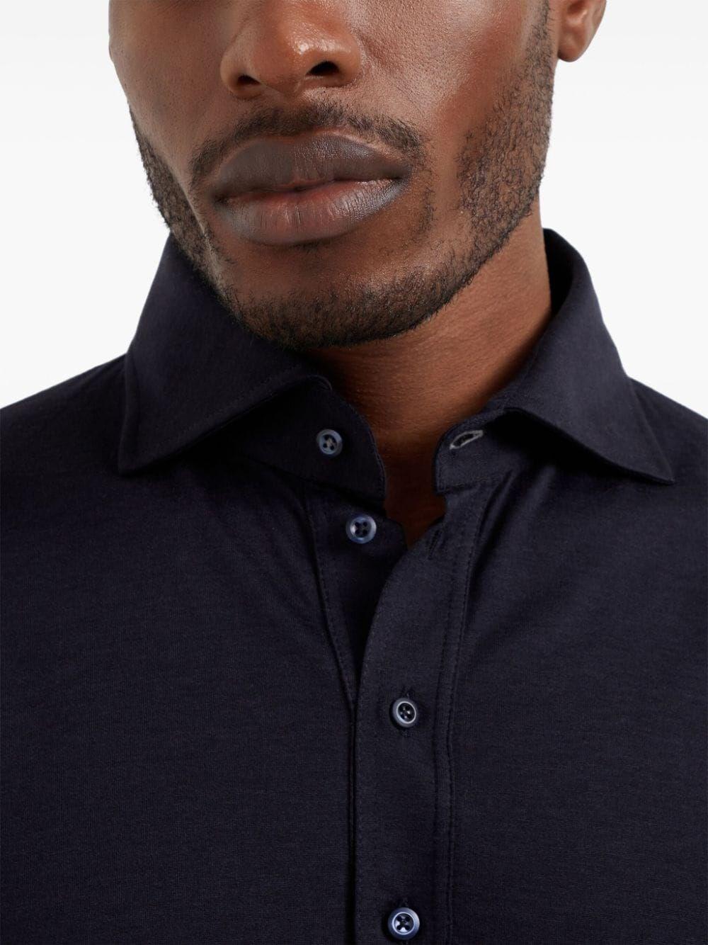 Brunello cucinelli Long Sleeve Polo With Shirt-Style Collar Sconti questo mese