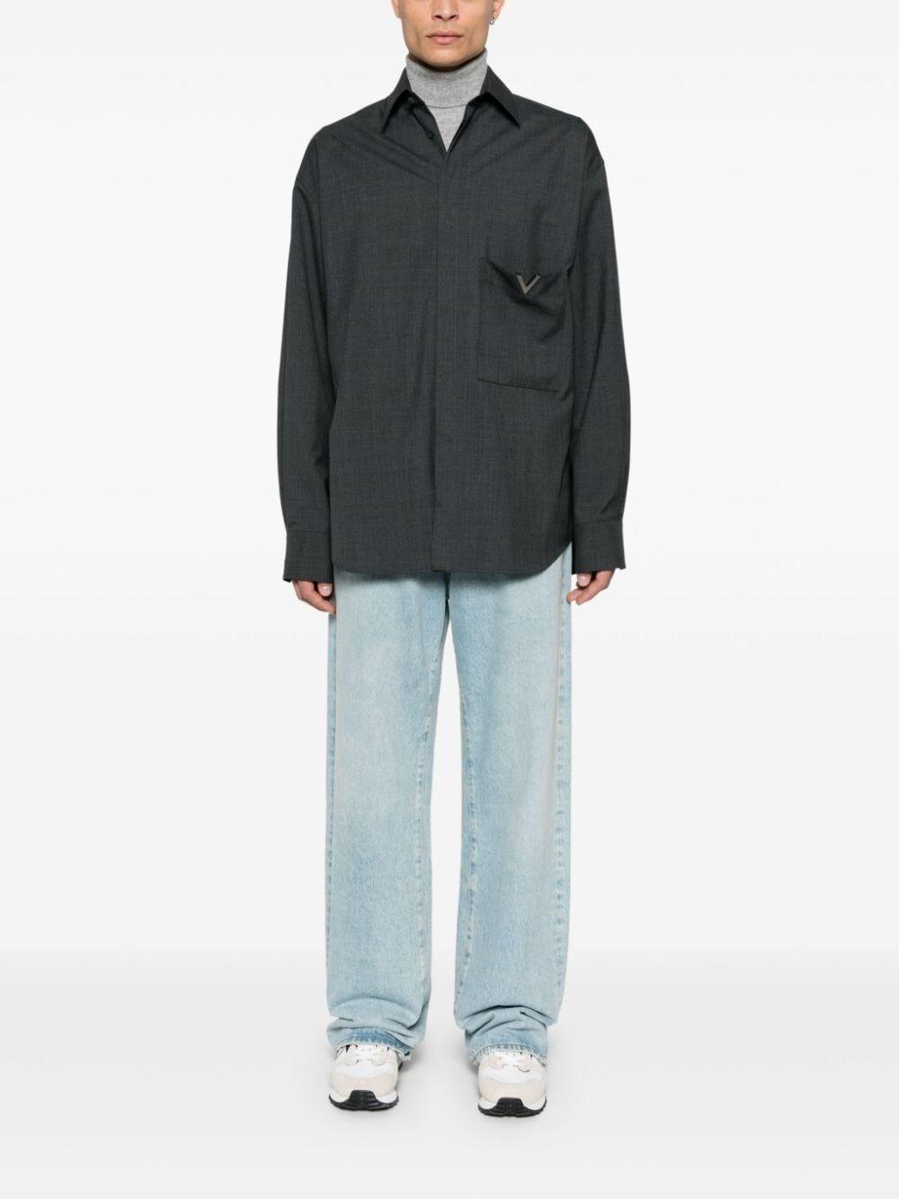 Valentino garavani `V Detail` Long Sleeve Shirt Saldi Di Fabbrica