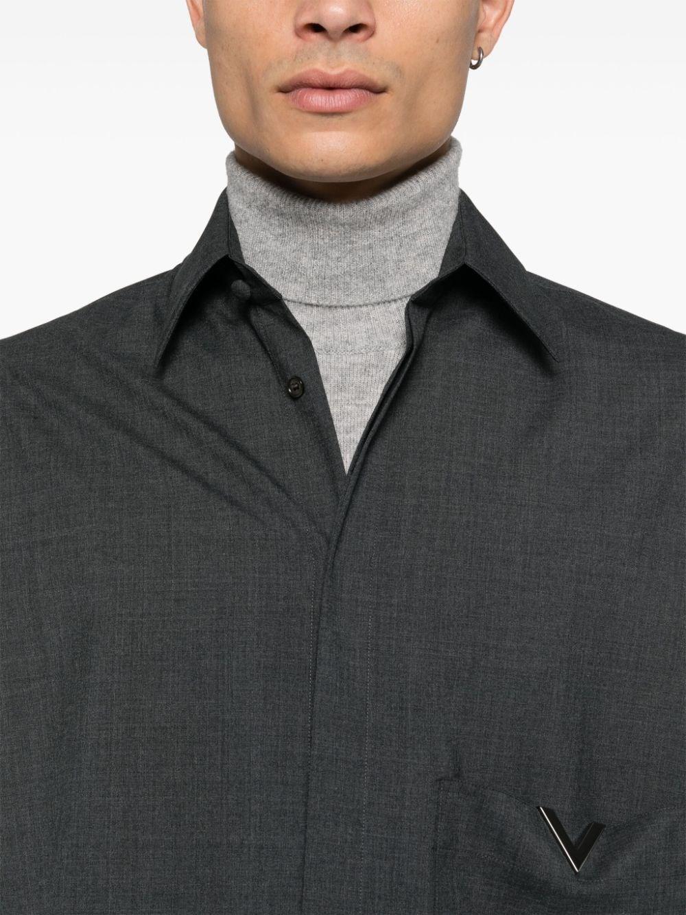 Valentino garavani `V Detail` Long Sleeve Shirt Saldi Di Fabbrica