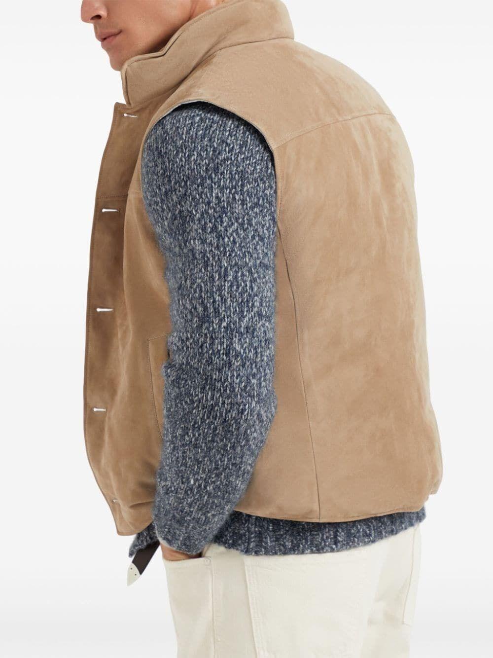 Brunello cucinelli Padded Leather Vest Soddisfazione Garantita