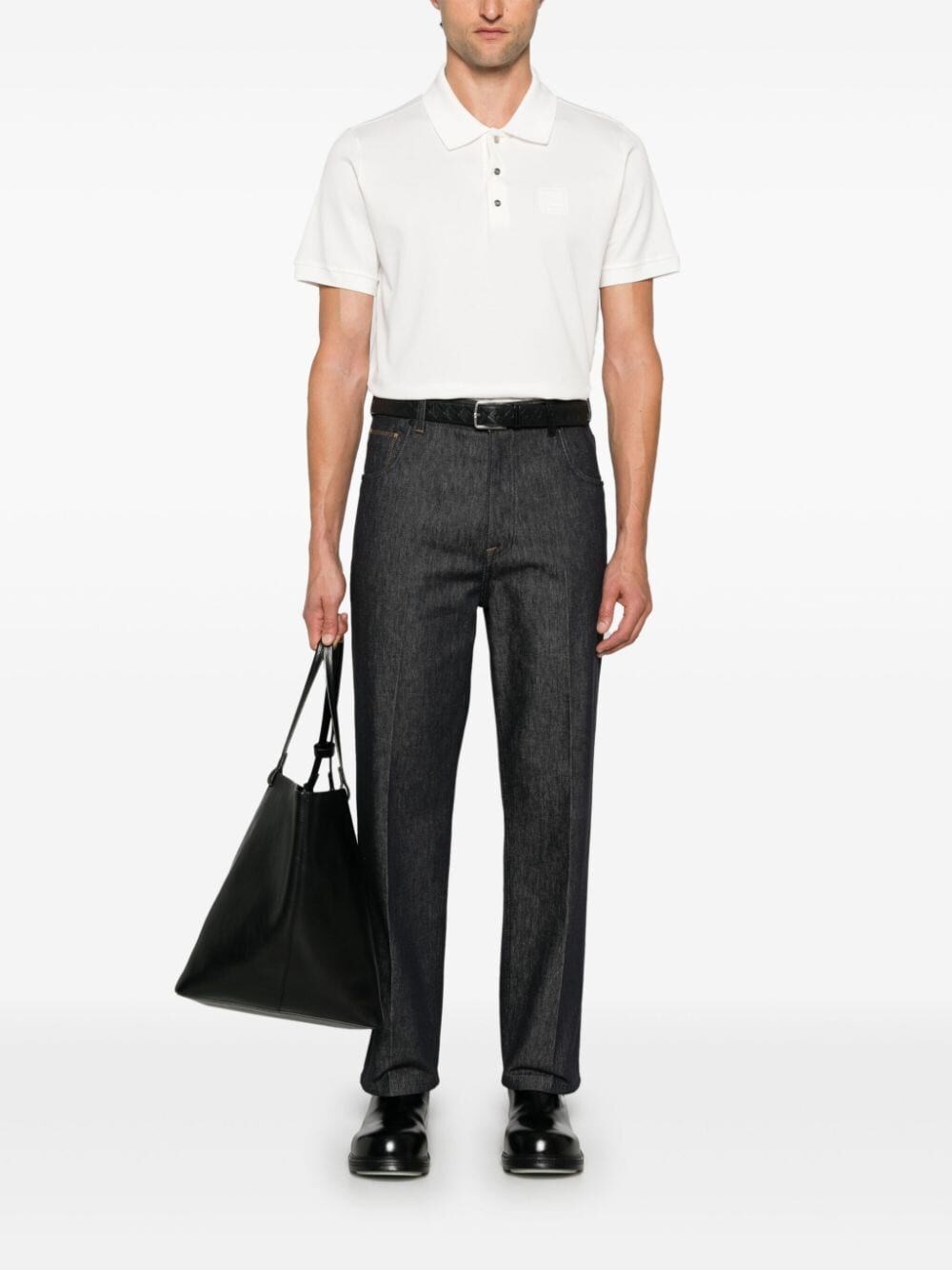 Fendi `FF` Embossed Polo Shirt Saldi