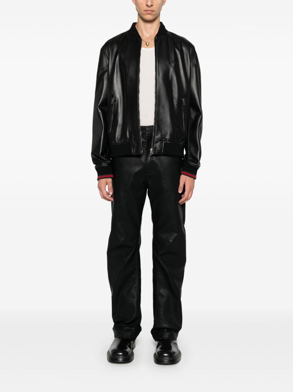Gucci Leather Bomber Jacket Promozione