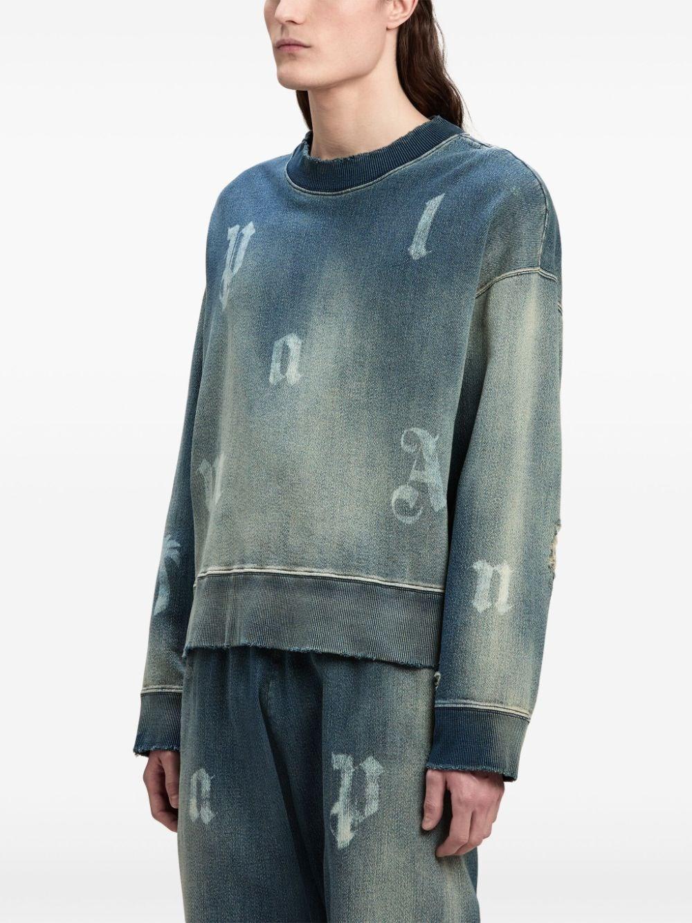 Palm angels `Logo Washed` Crew-Neck Sweatshirt Offerta settimanale