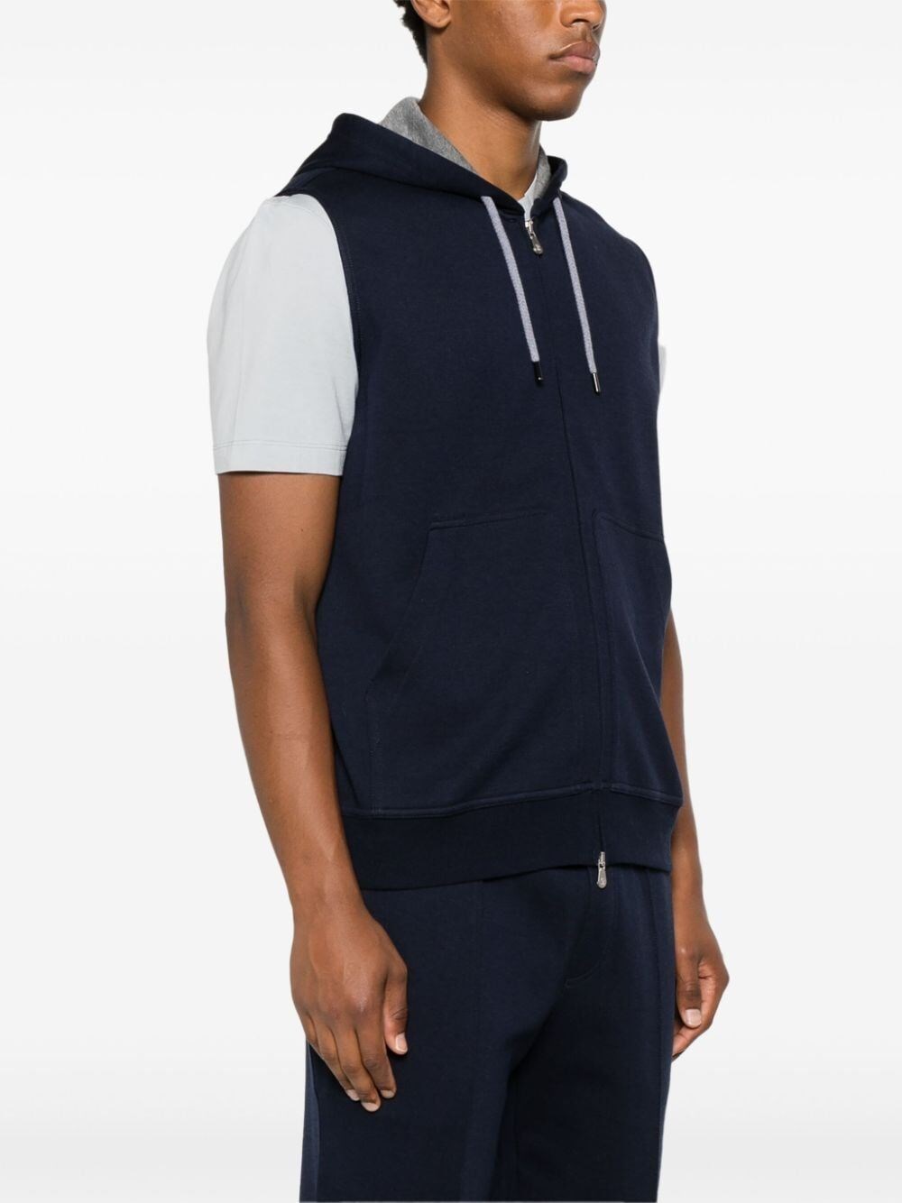 Brunello cucinelli Sleeveless Sweatshirt With Zipper And Hood Offerta migliore