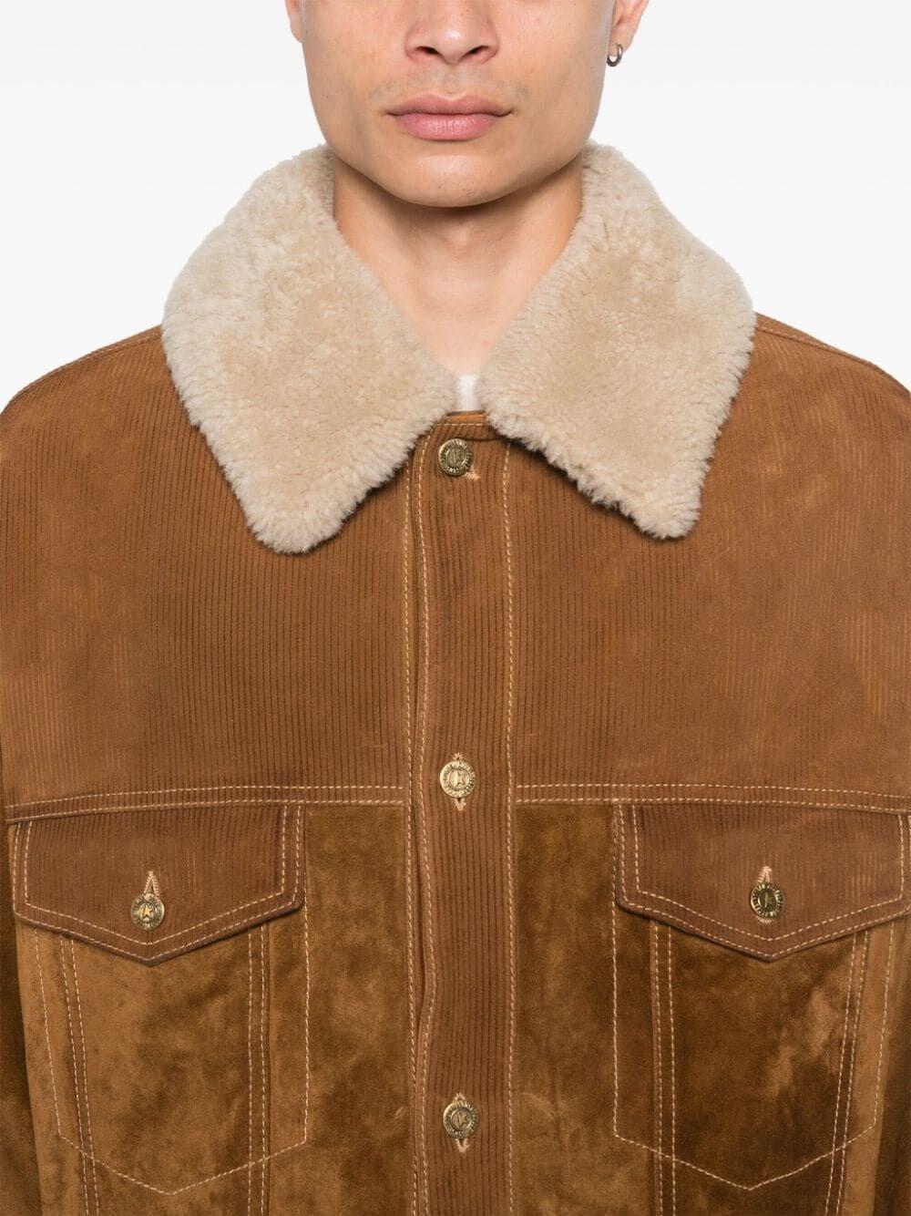 Golden goose `Journey` Leather Jacket With Corduroy Aspect Details Offerta temporanea