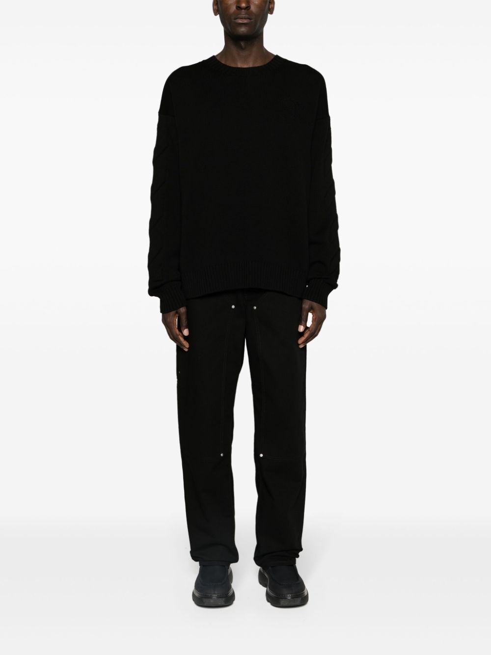 Off white `3D Diag` Knit Crew-Neck Sweater Liquidazione