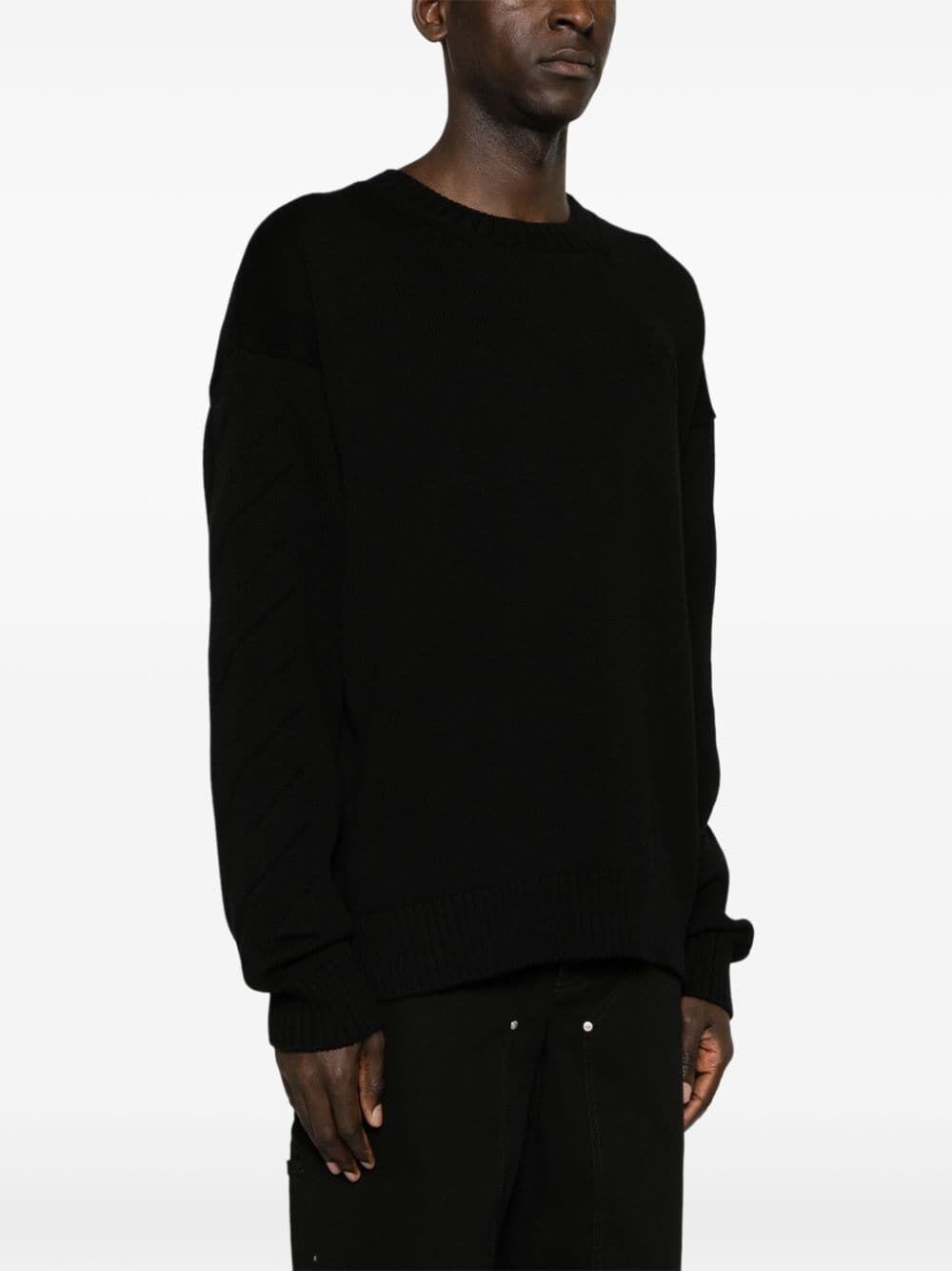Off white `3D Diag` Knit Crew-Neck Sweater Liquidazione