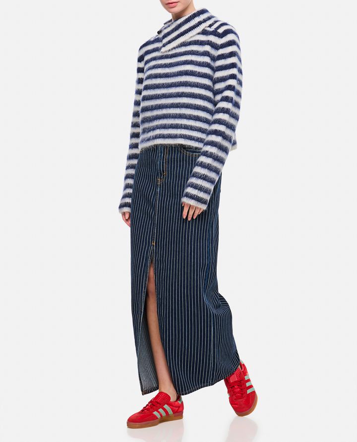 Biffi GONNA MIDI DENIM A RIGHE Nuovo