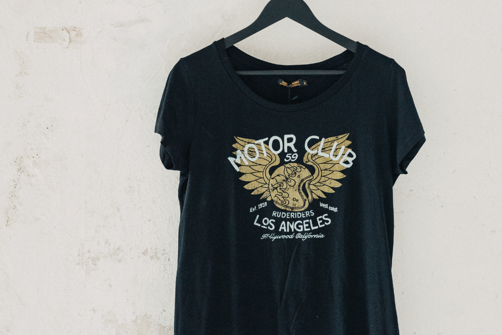 Rude Riders T-Shirt Donna Motor Brigade Nera In Linea