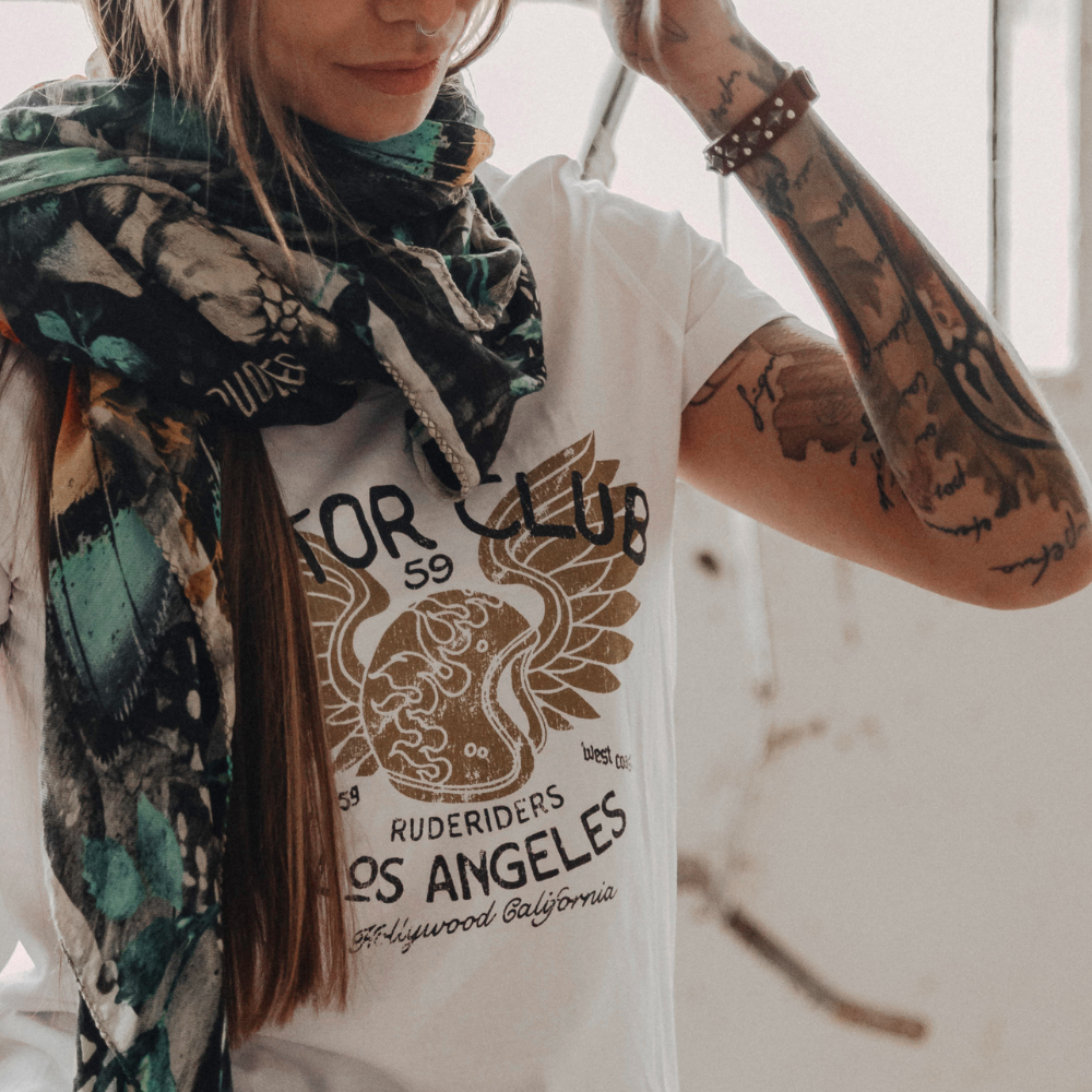 Rude Riders T-Shirt Donna Motor Brigade Bianca