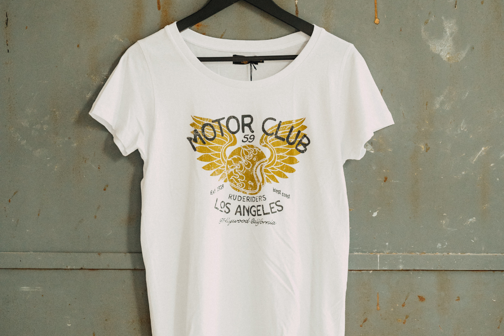 Rude Riders T-Shirt Donna Motor Brigade Bianca Nuovo