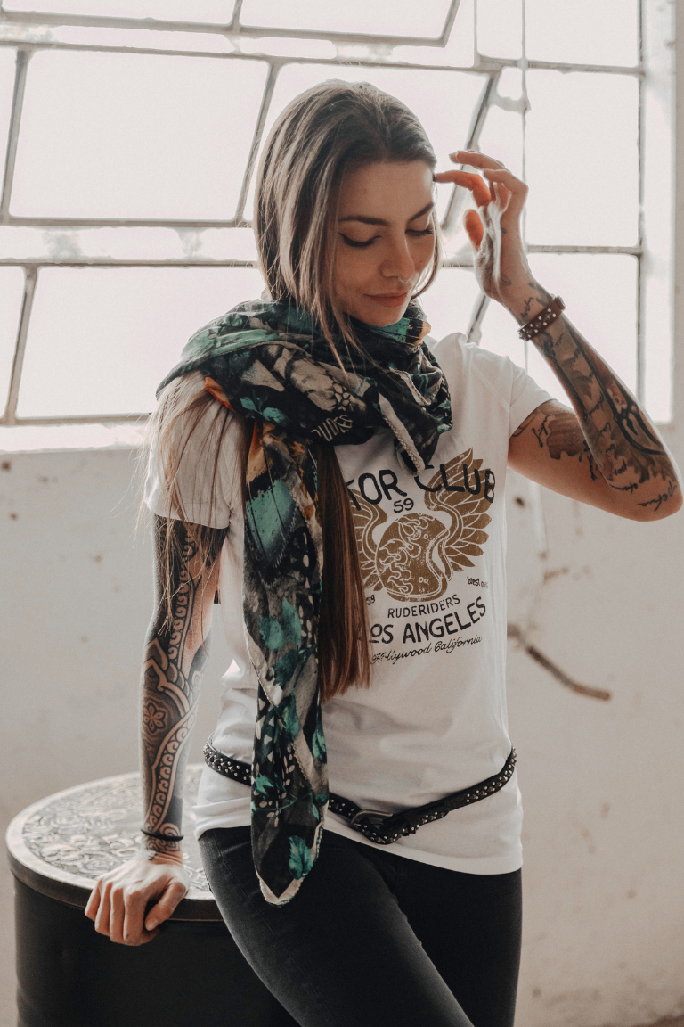 Rude Riders T-Shirt Donna Motor Brigade Bianca Nuovo