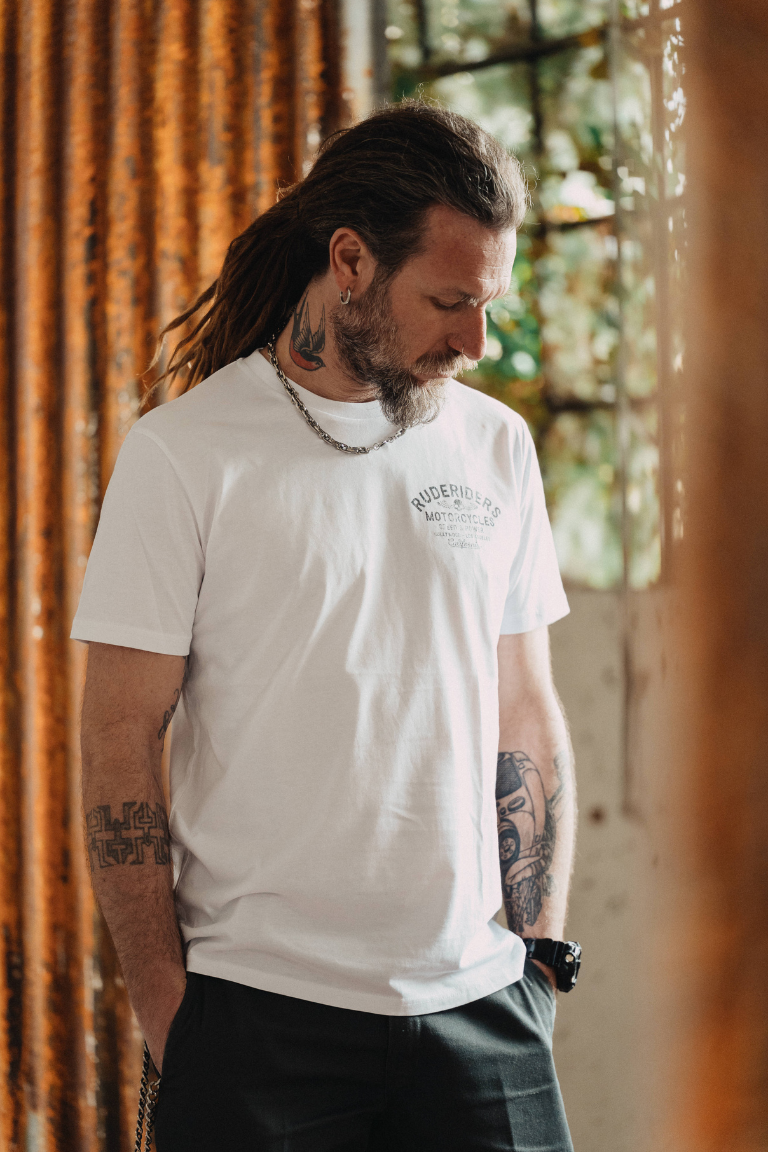 Rude Riders T-Shirt Uomo Rude Riders Bianca Vendita Calda