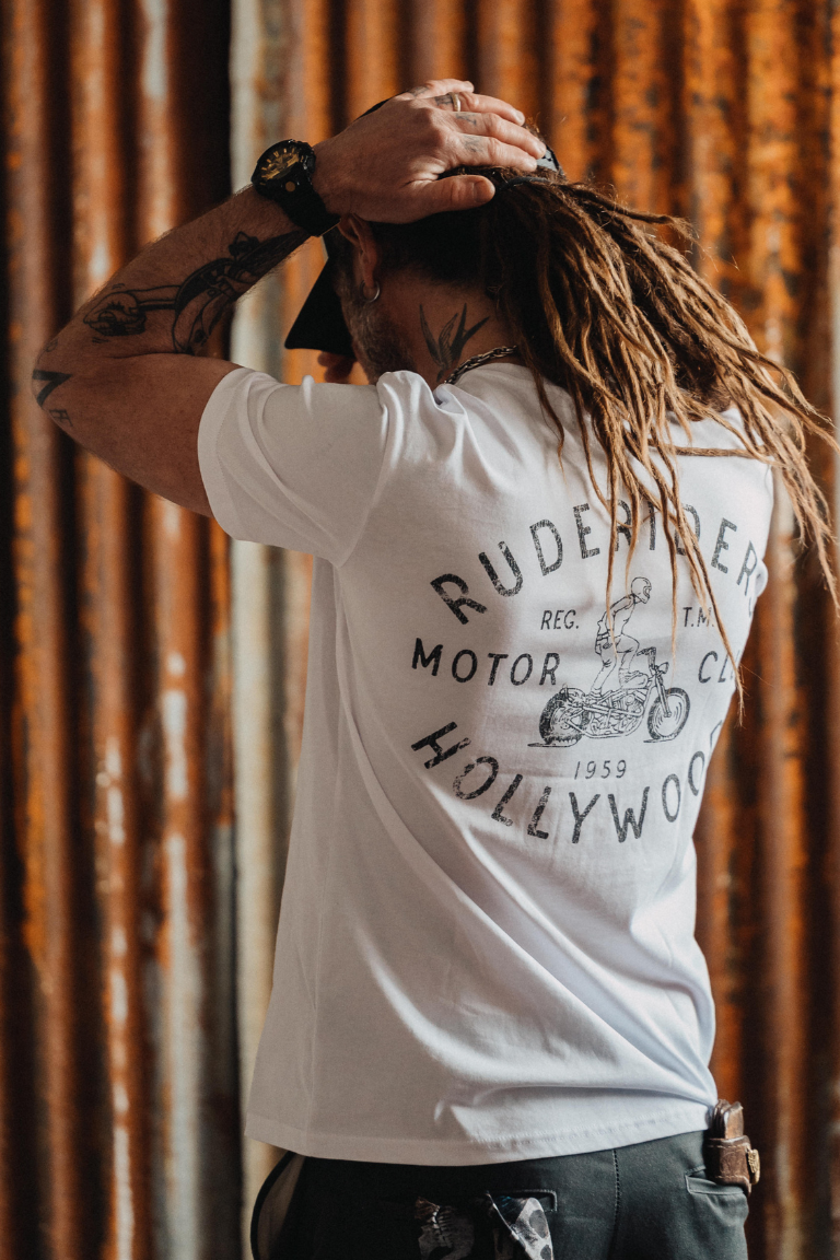 Rude Riders T-Shirt Uomo Motor Club Bianca In Saldo