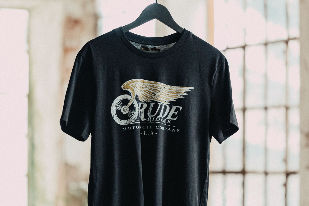 Rude Riders T-Shirt Uomo Flying Wheel Nera Nuova