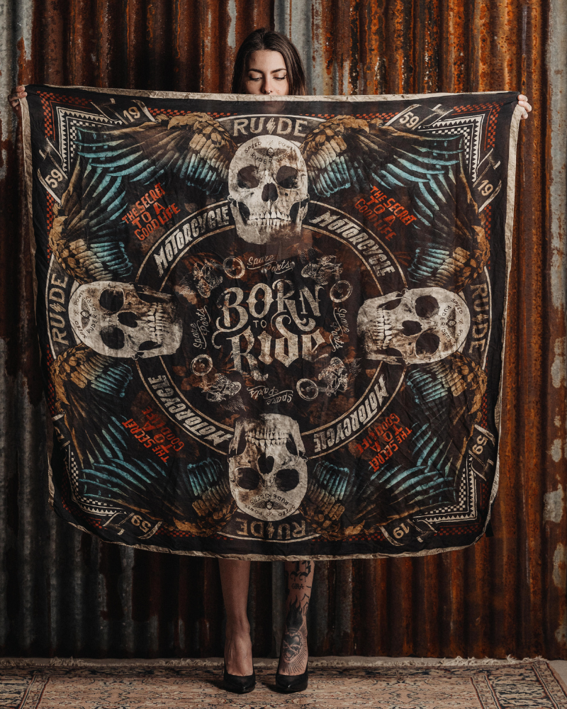 Rude Riders Foulard Flying Skull Nuova