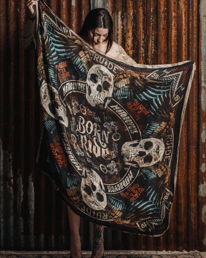 Rude Riders Foulard Flying Skull Nuova