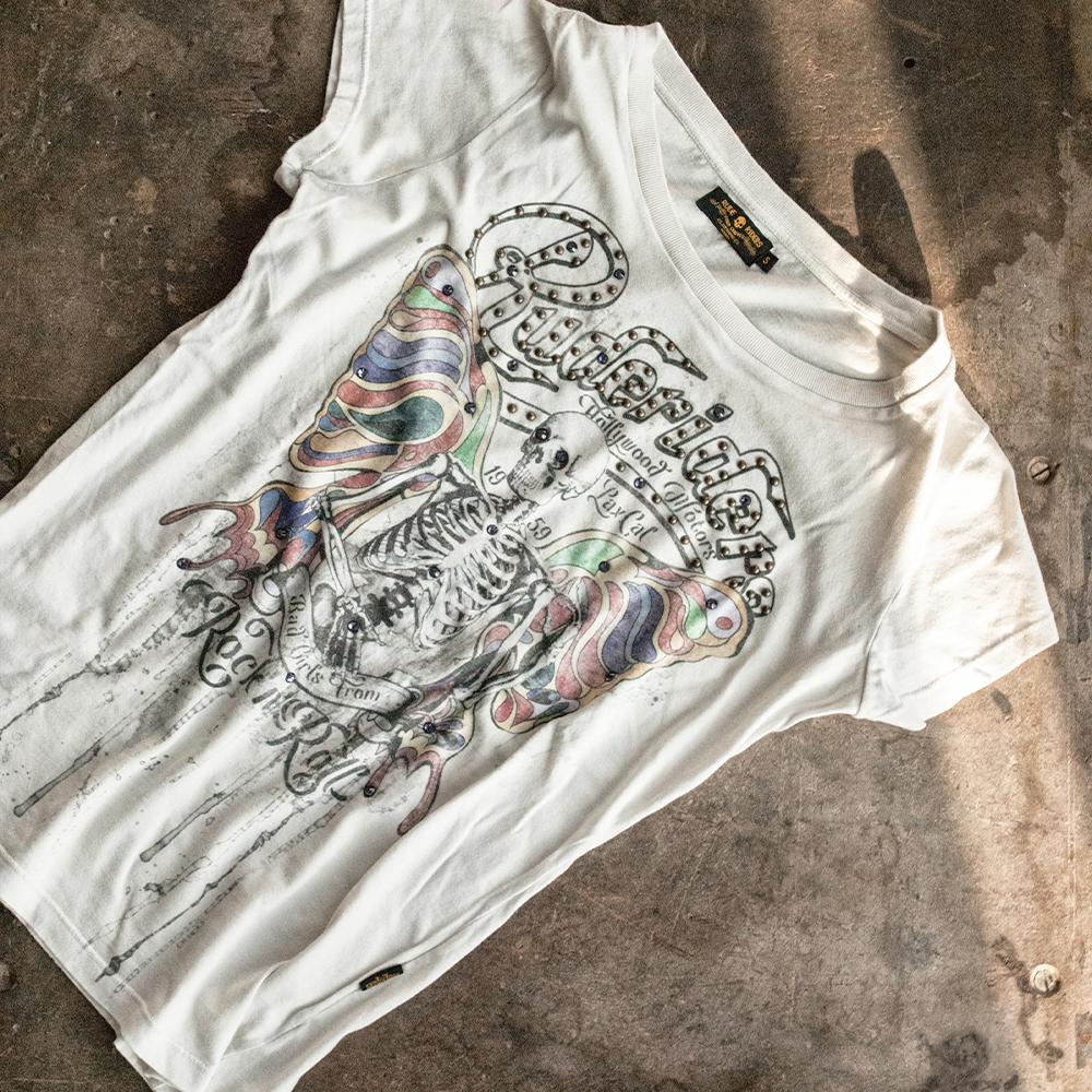 Rude Riders T-Shirt Donna Flying Skull Spedizione Gratuita