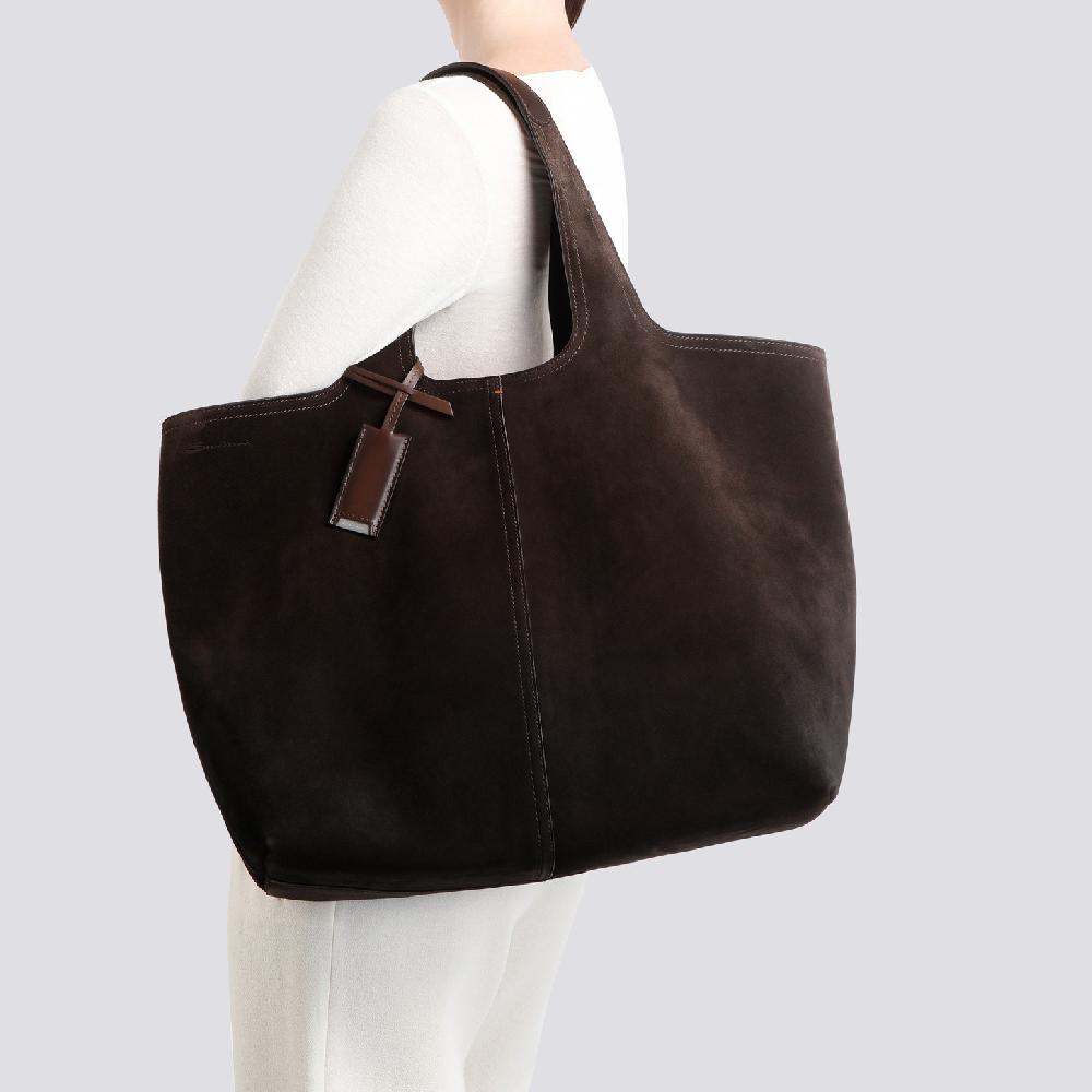 ﻿Santoni Borsa in suede testa di moro 2025