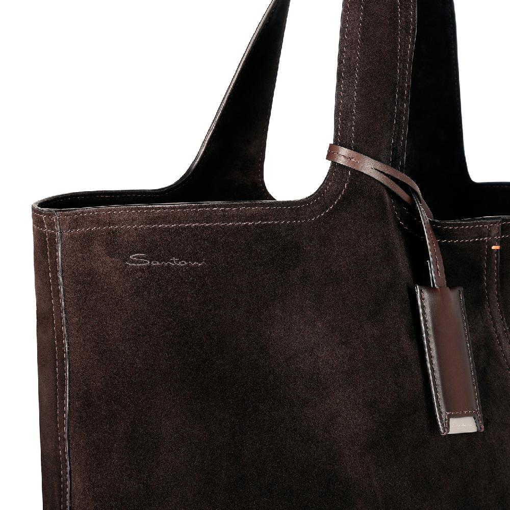 ﻿Santoni Borsa in suede testa di moro 2025