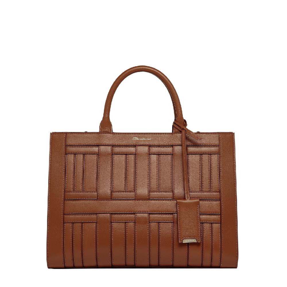 Santoni Borsa Beyond a mano in pelle marrone