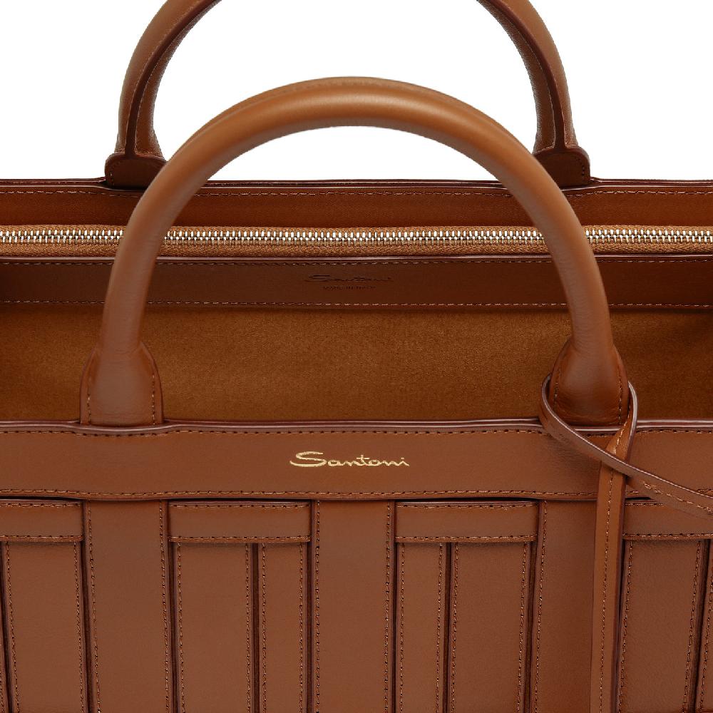 Santoni Borsa Beyond a mano in pelle marrone In Linea