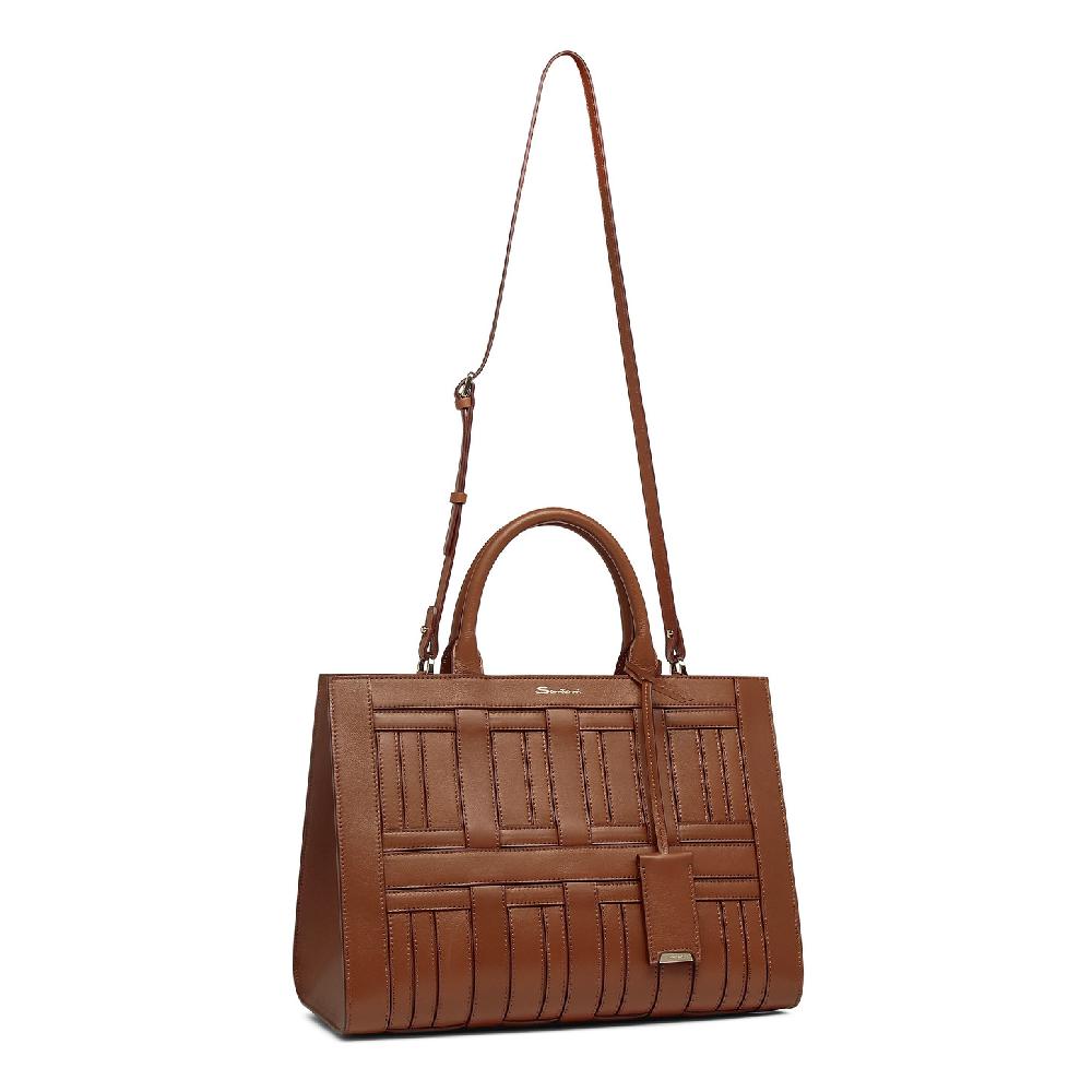 Santoni Borsa Beyond a mano in pelle marrone In Linea