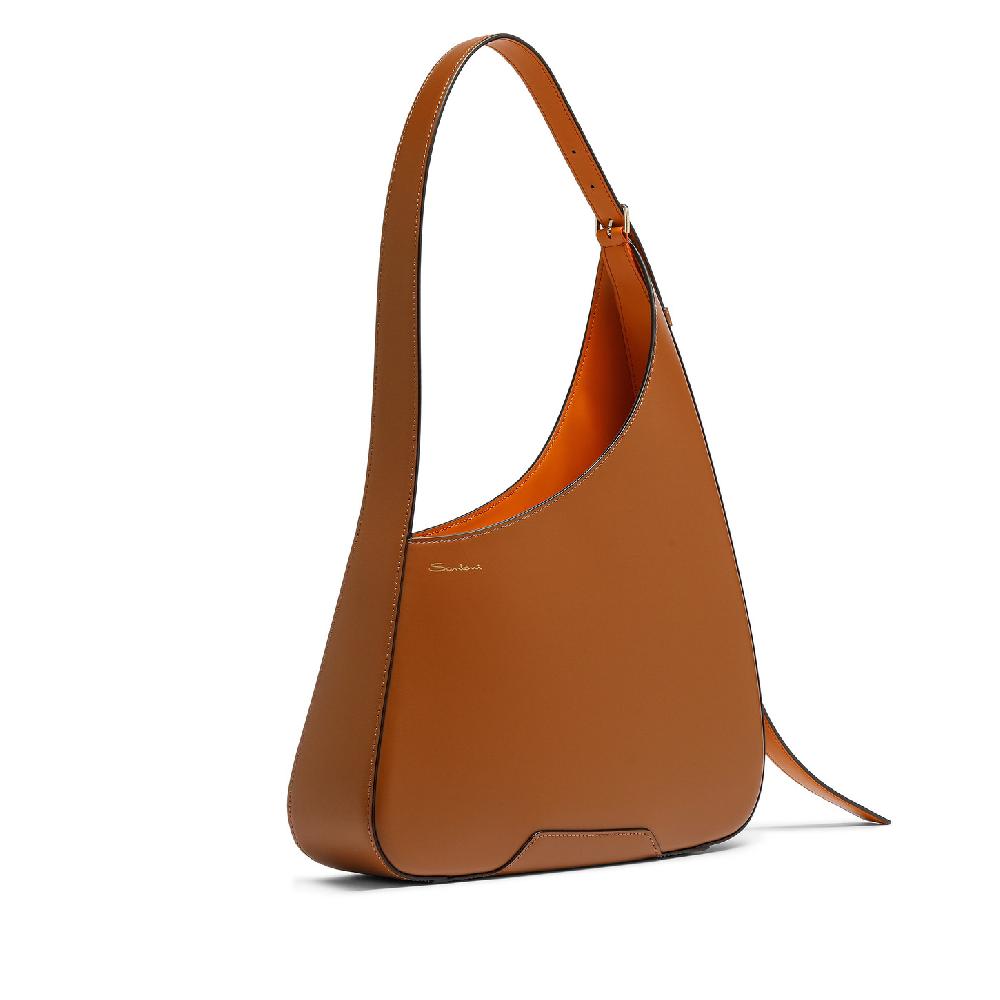 Santoni Borsa a spalla The Pluto Hobo in pelle marrone Nuovo