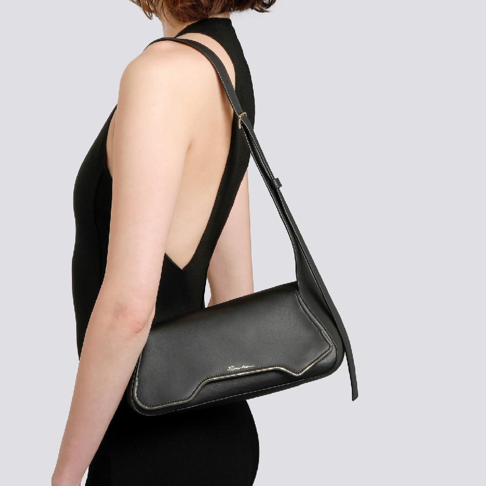 Santoni Borsa ThePluto in pelle nera Pezzi Unici
