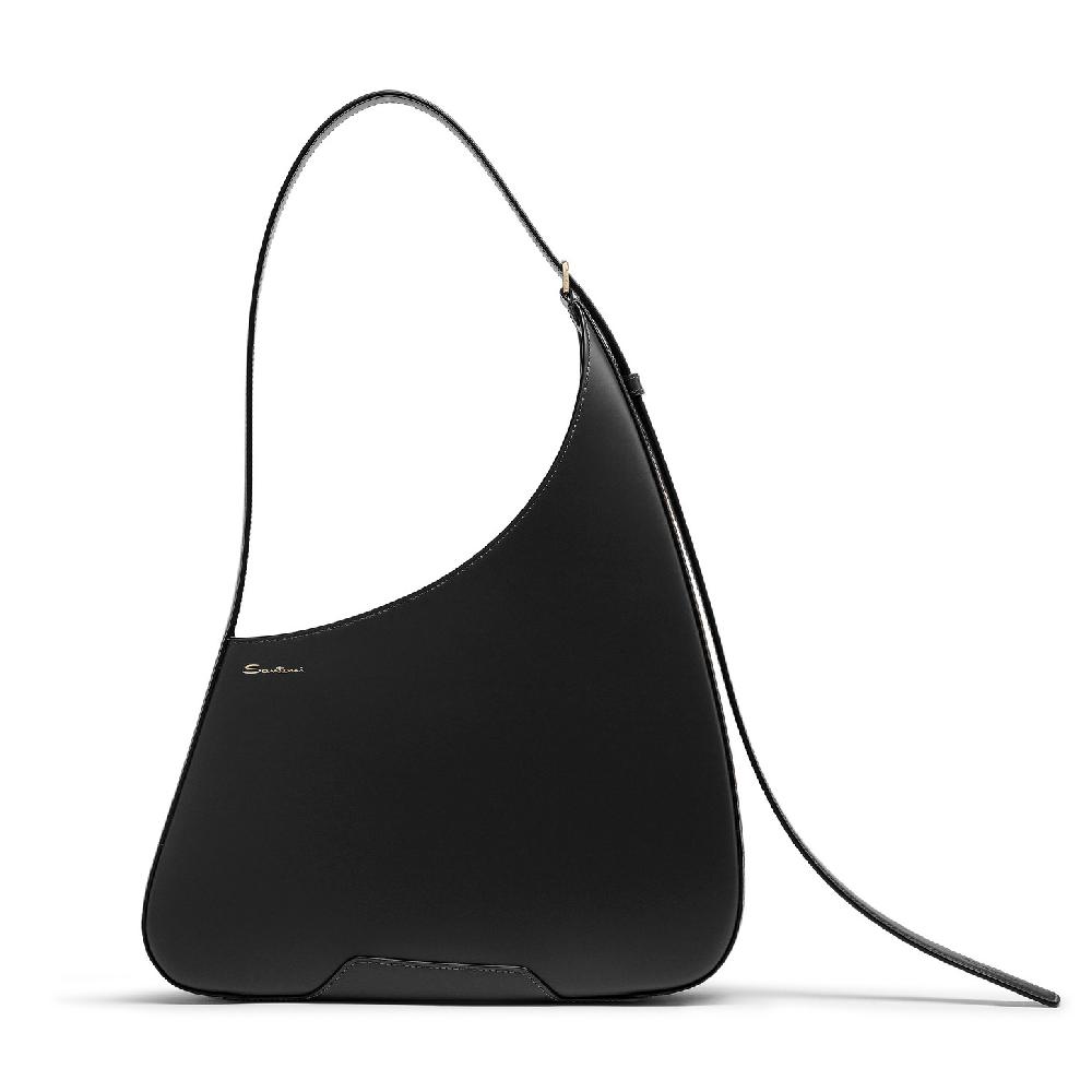 Santoni Borsa ThePluto a spalla in pelle nera