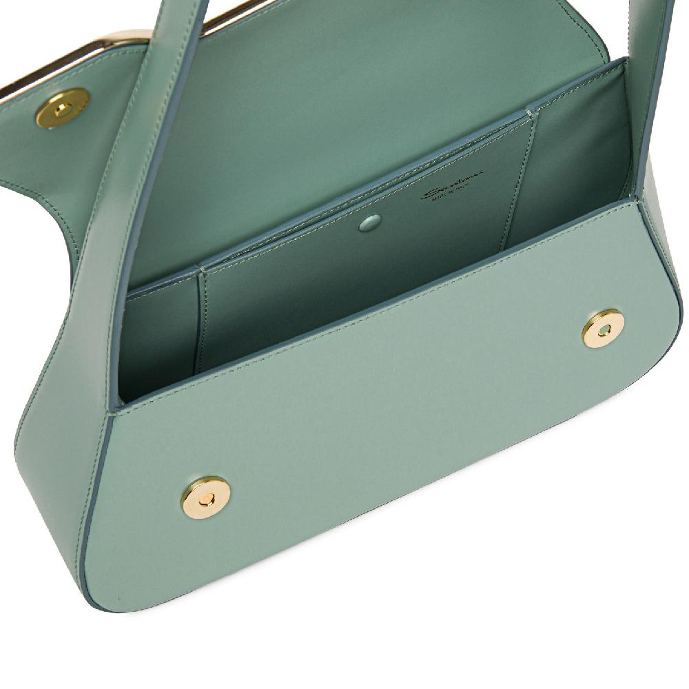 Santoni Borsa ThePluto in pelle verde acqua Negozi Online