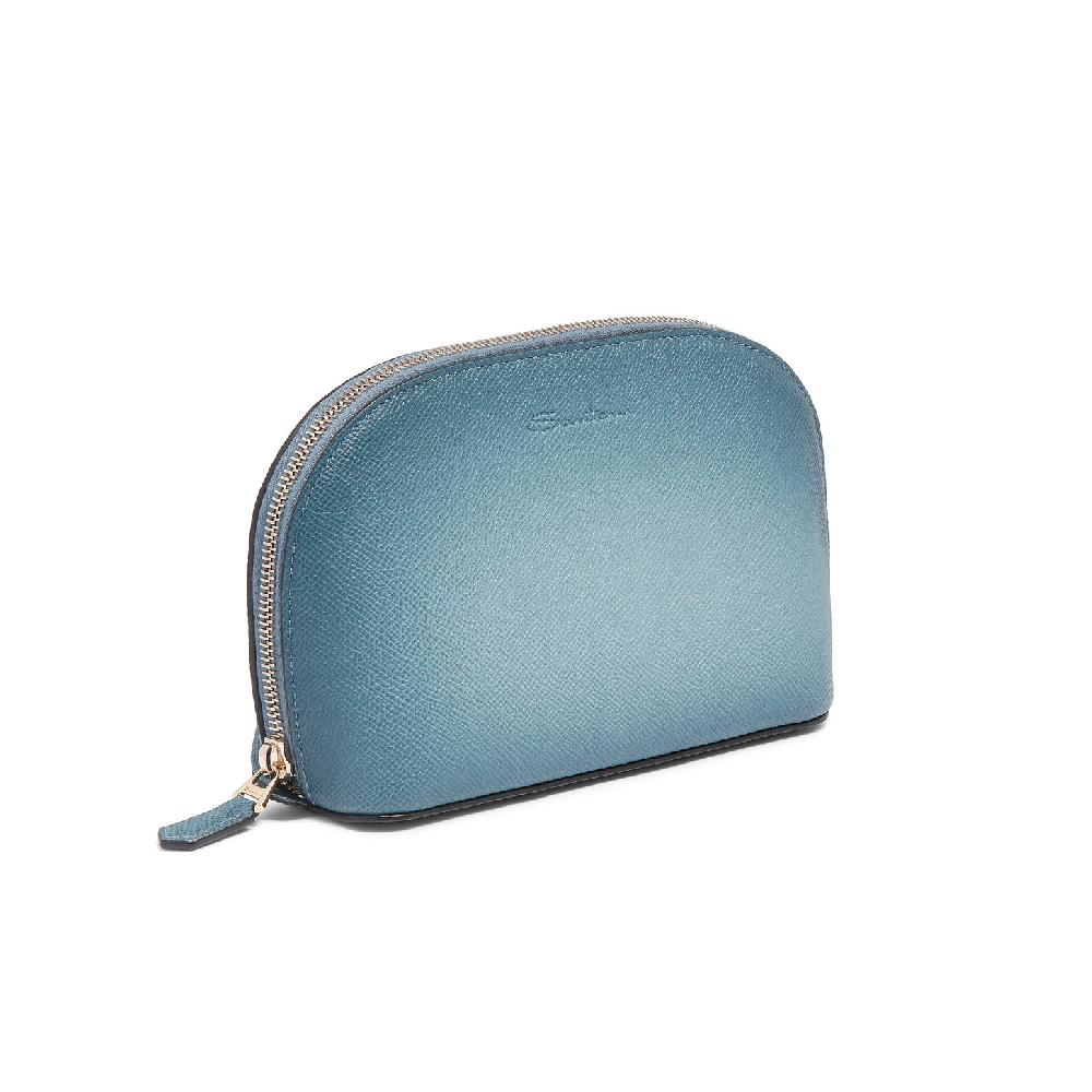 Santoni Pouch in Saffiano azzurro Consegna Veloce
