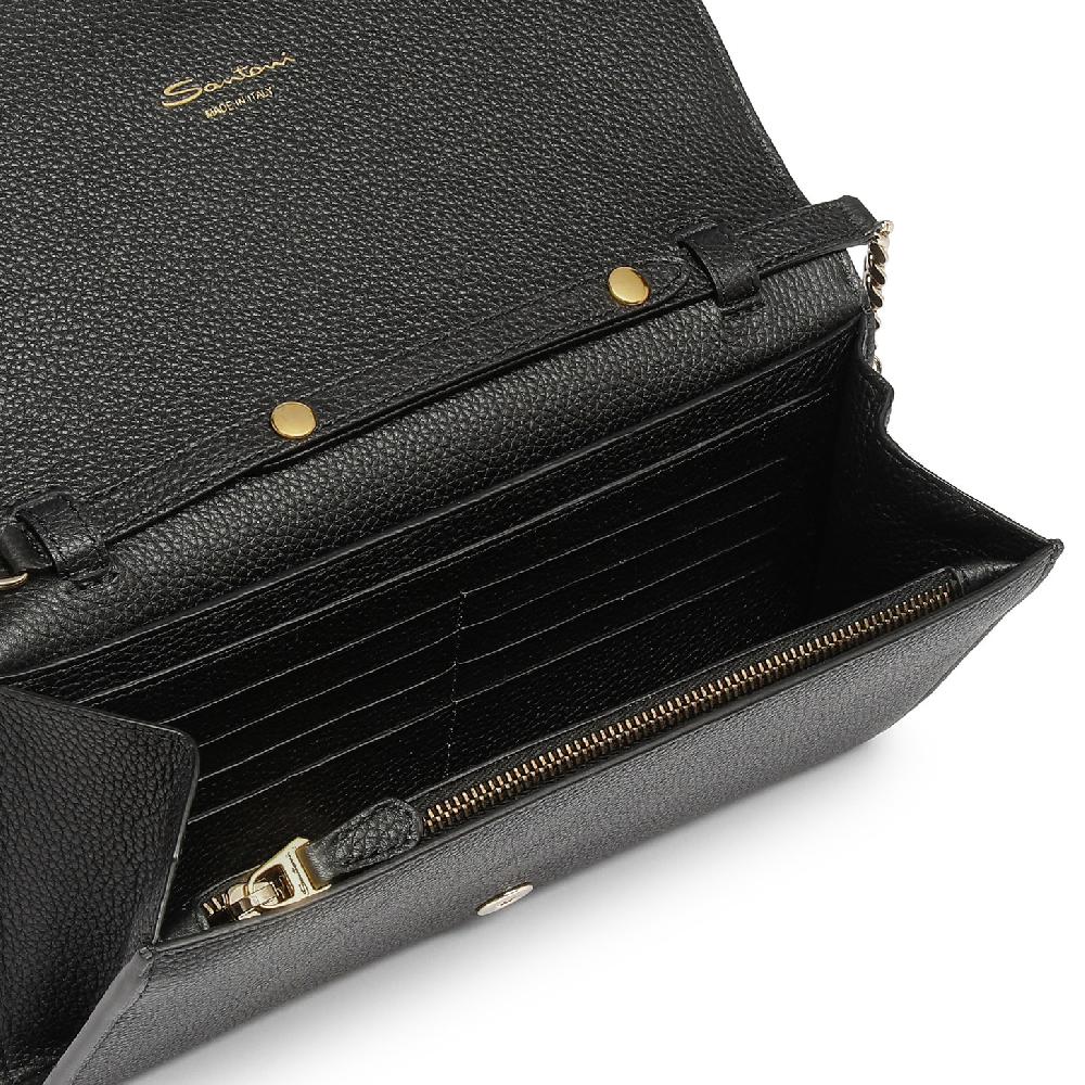 Santoni Borsa a tracolla in pelle nera Prezzo Ridotto