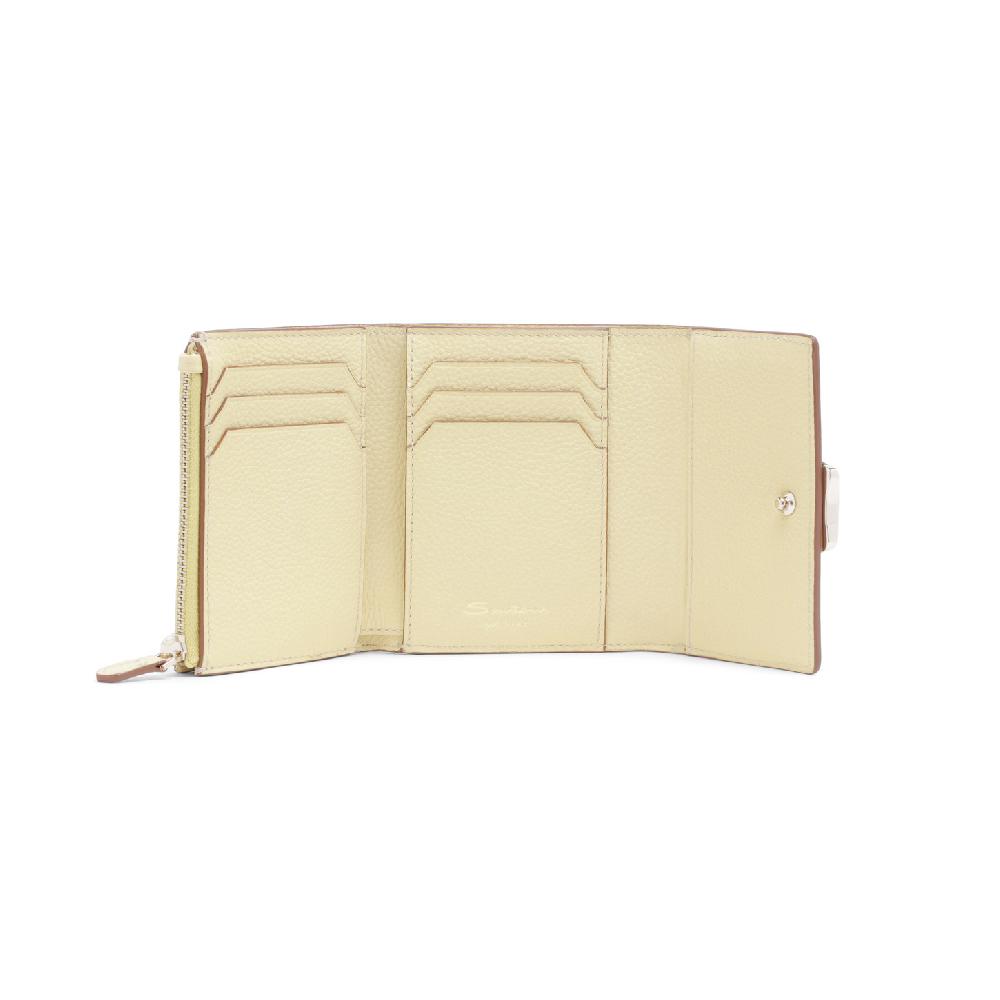 Santoni Portafoglio con porta monete in pelle bottalata gialla Novità