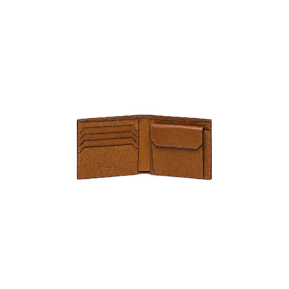 Santoni Portafoglio con porta monete in saffiano marrone Vendita Calda