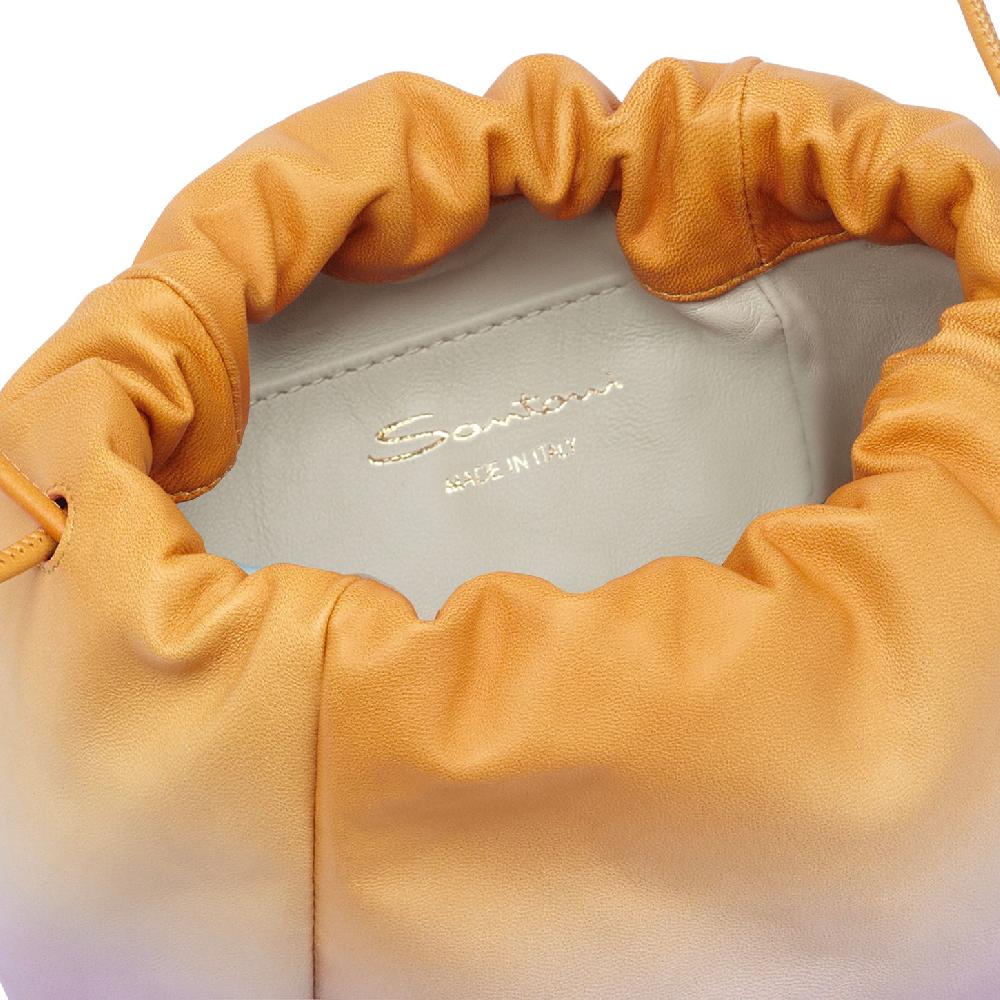 Santoni Borsa a secchiello in pelle lilla ed arancione In Saldo