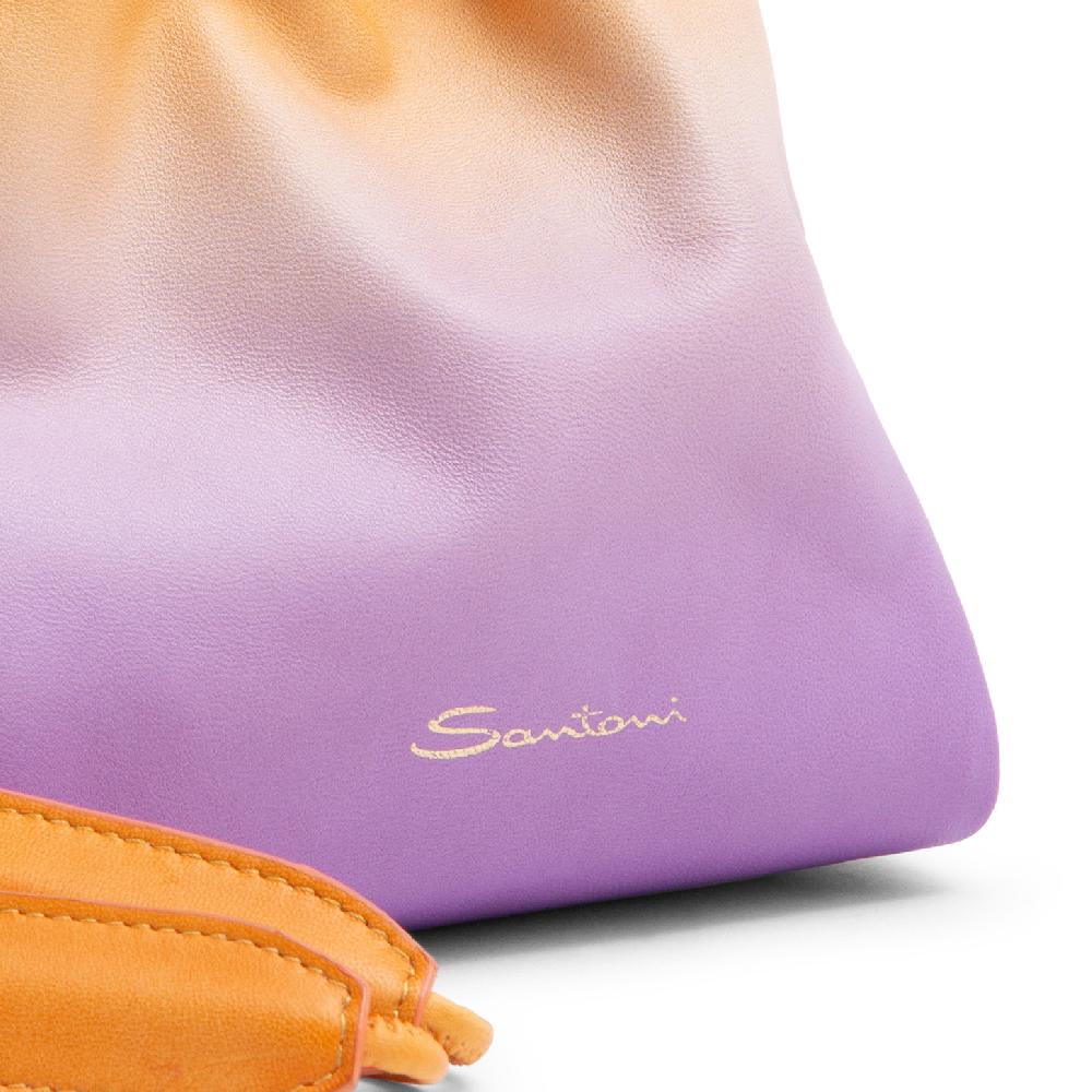 Santoni Borsa a secchiello in pelle lilla ed arancione In Saldo