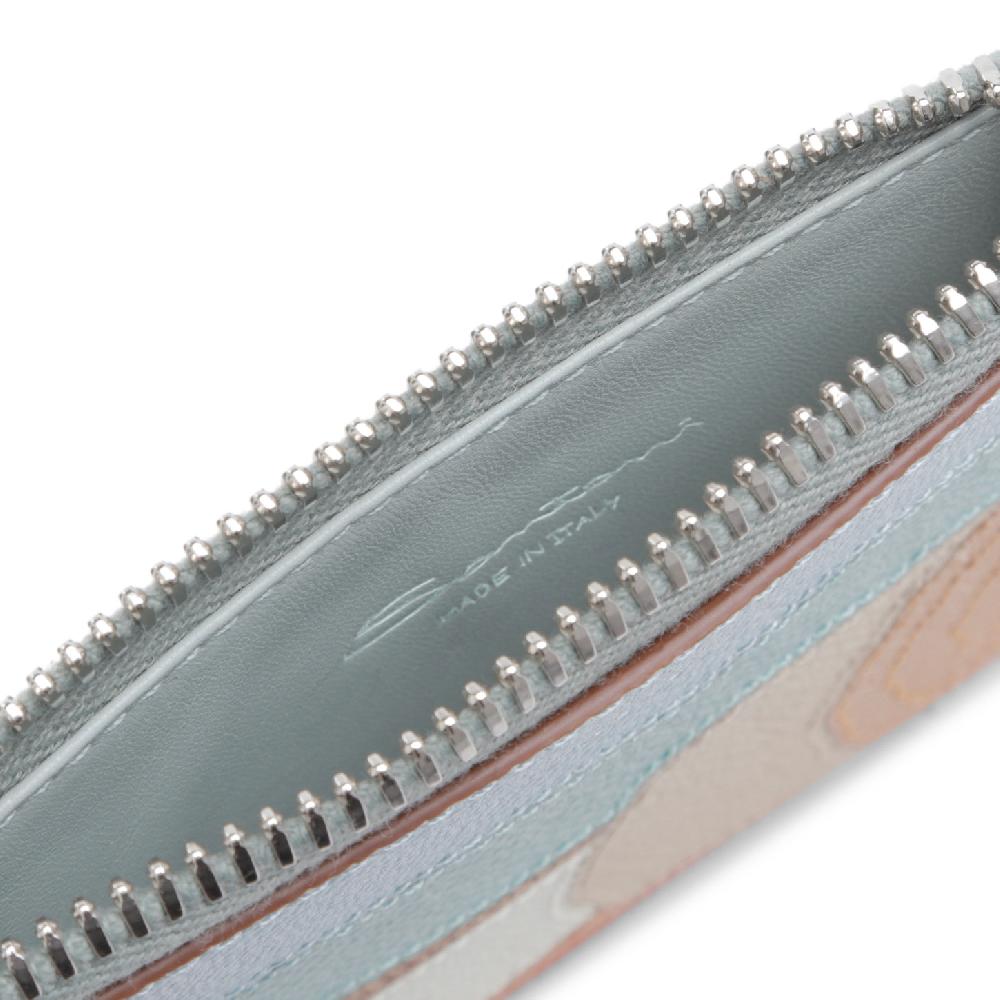 Santoni Porta monete in Saffiano azzurro Moda