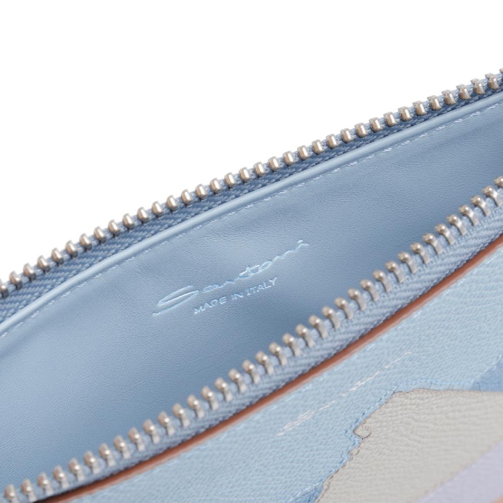 Santoni Pouch piccola in Saffiano azzurro Italia